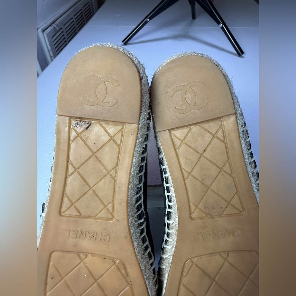 Chanel Lambskin CC Espadrilles Flats Black Sz 41 /US 11 - Picture 4 of 16